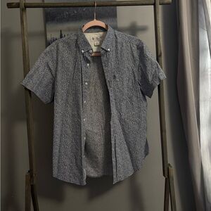 Original Penguin Short-Sleeve Button-Down Shirt in Blue Microprint